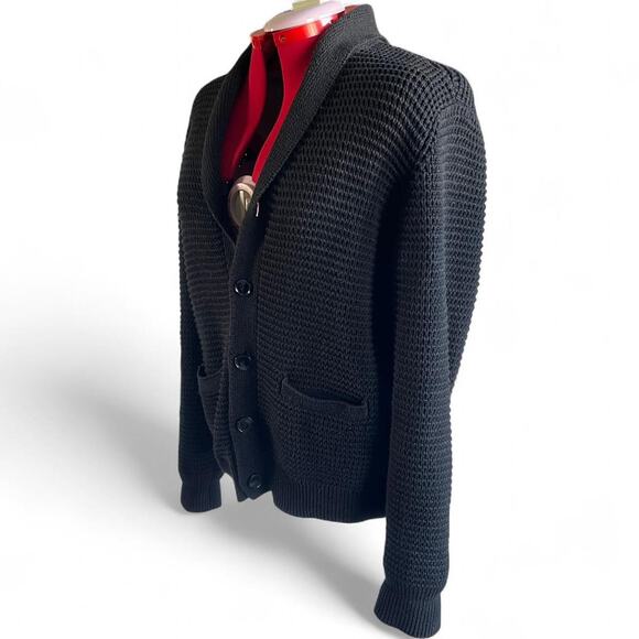 Calvin Klein Black Oversized Cardigan With Buttons And Front Pockets - Picture 2 of 7